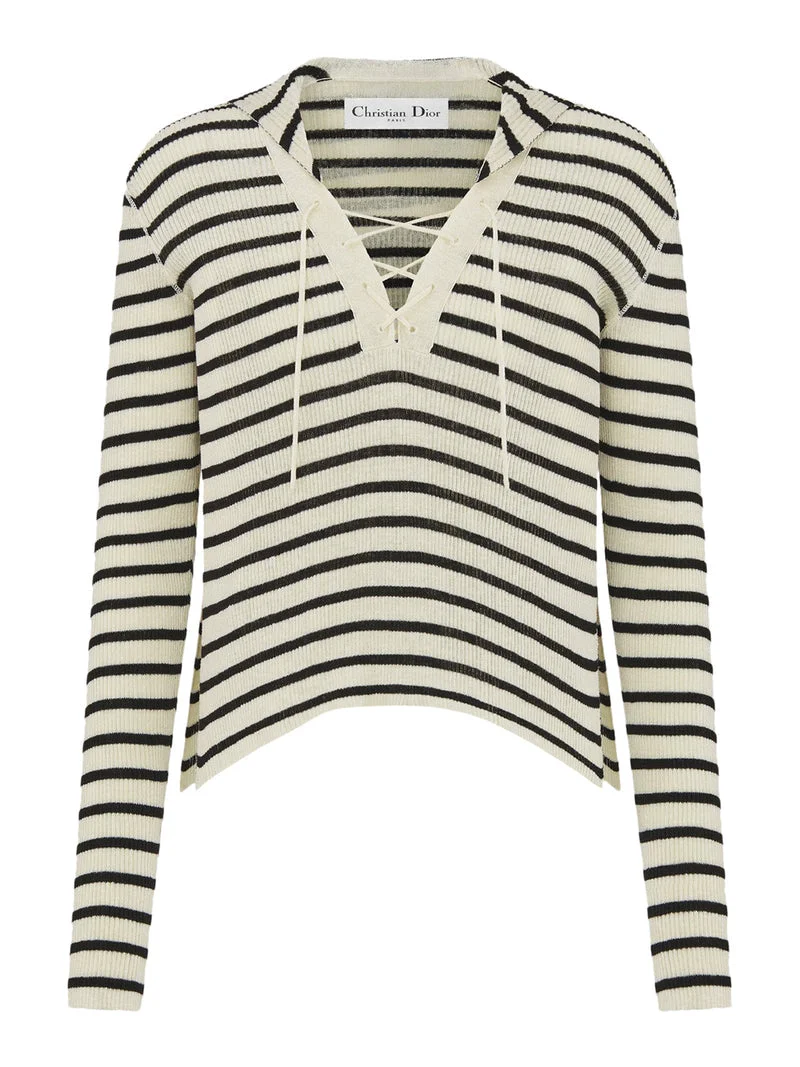 Christian Dior Women Sweater With Laces On The Neckline - 1
