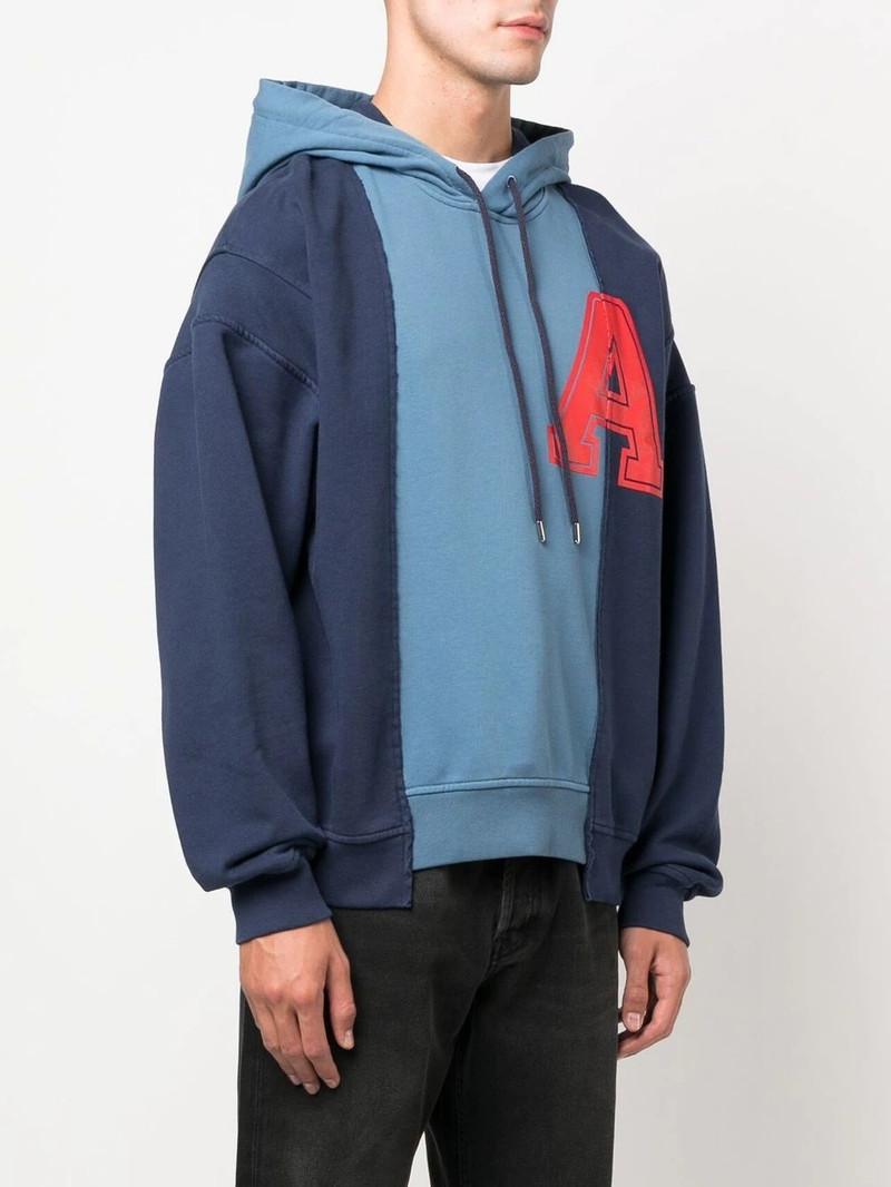 panelled logo-print hoodie 3