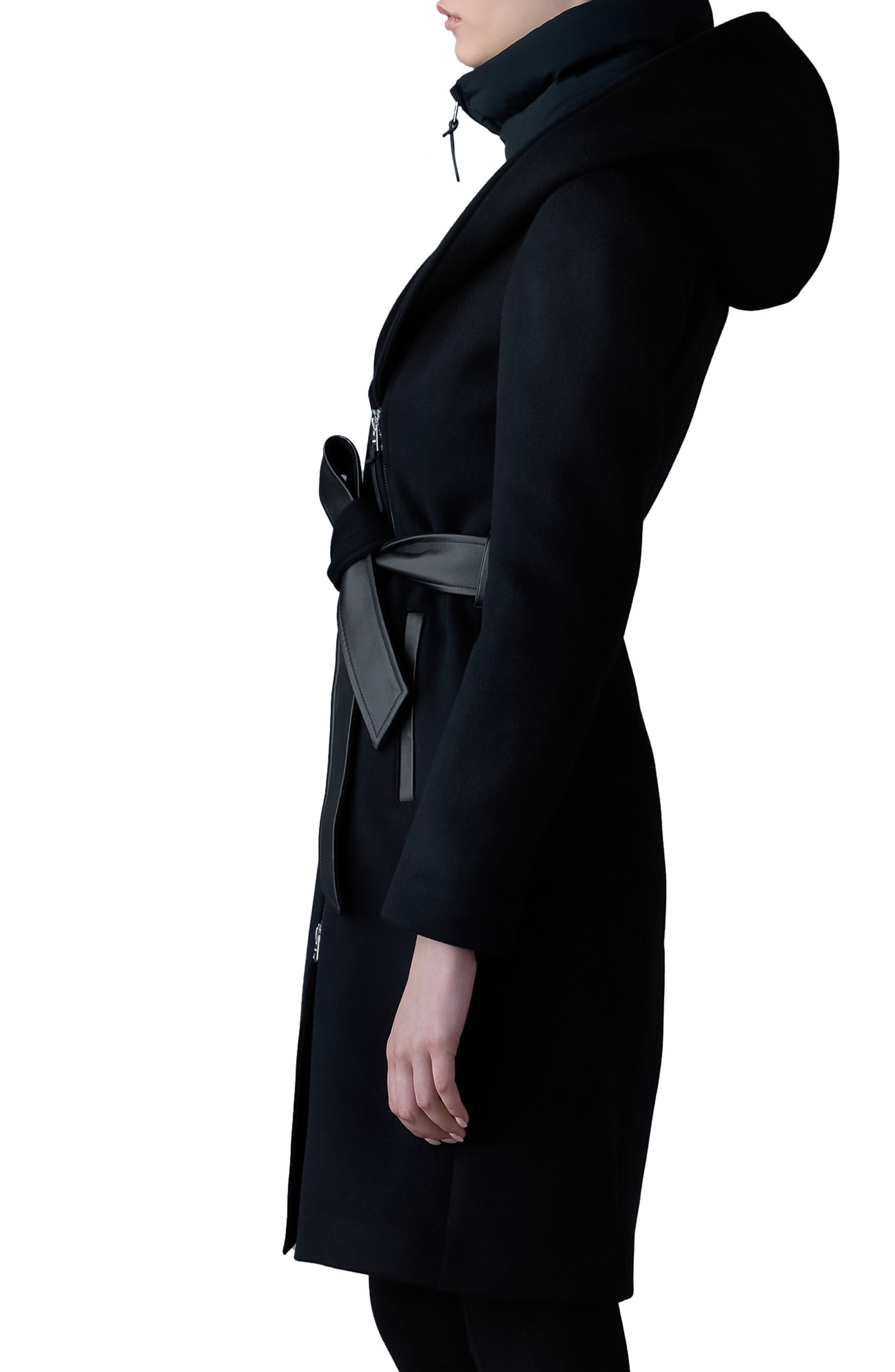 Mackage Shia-SLB 2-in-1 Double Face Wool Coat with Removable Bib in Black at Nordstrom - 3