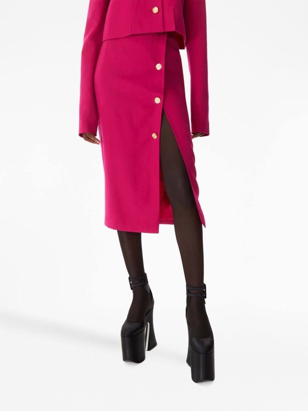 high-waisted wool pencil skirt - 4