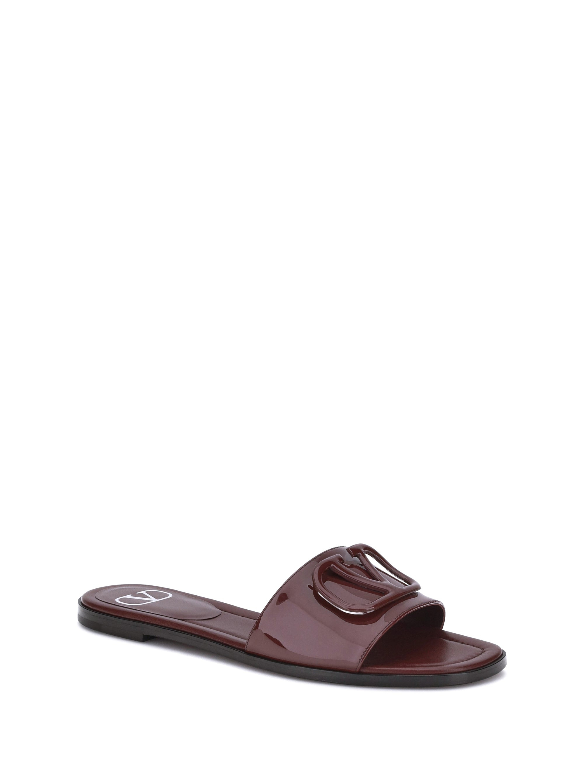 Valentino Garavani Women Patent Leathe Vlogo Slide Sandals - 2