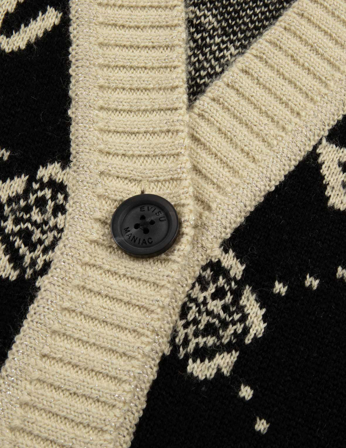 KAMON AND LOGO JACQUARD LOOSE FIT CARDIGAN - 10