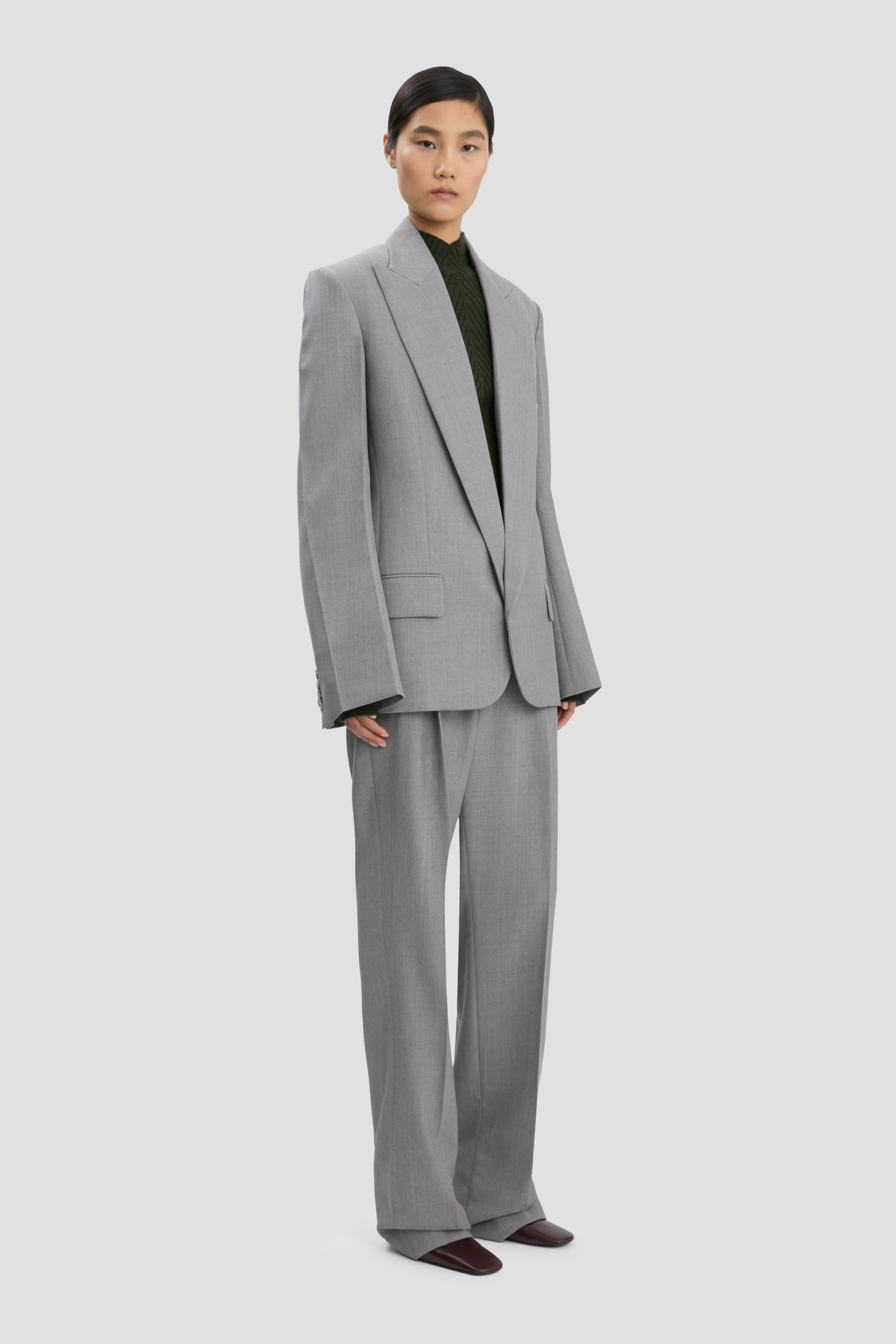 Sculptural Sleeve Jacket In Light Grey Melange - 3