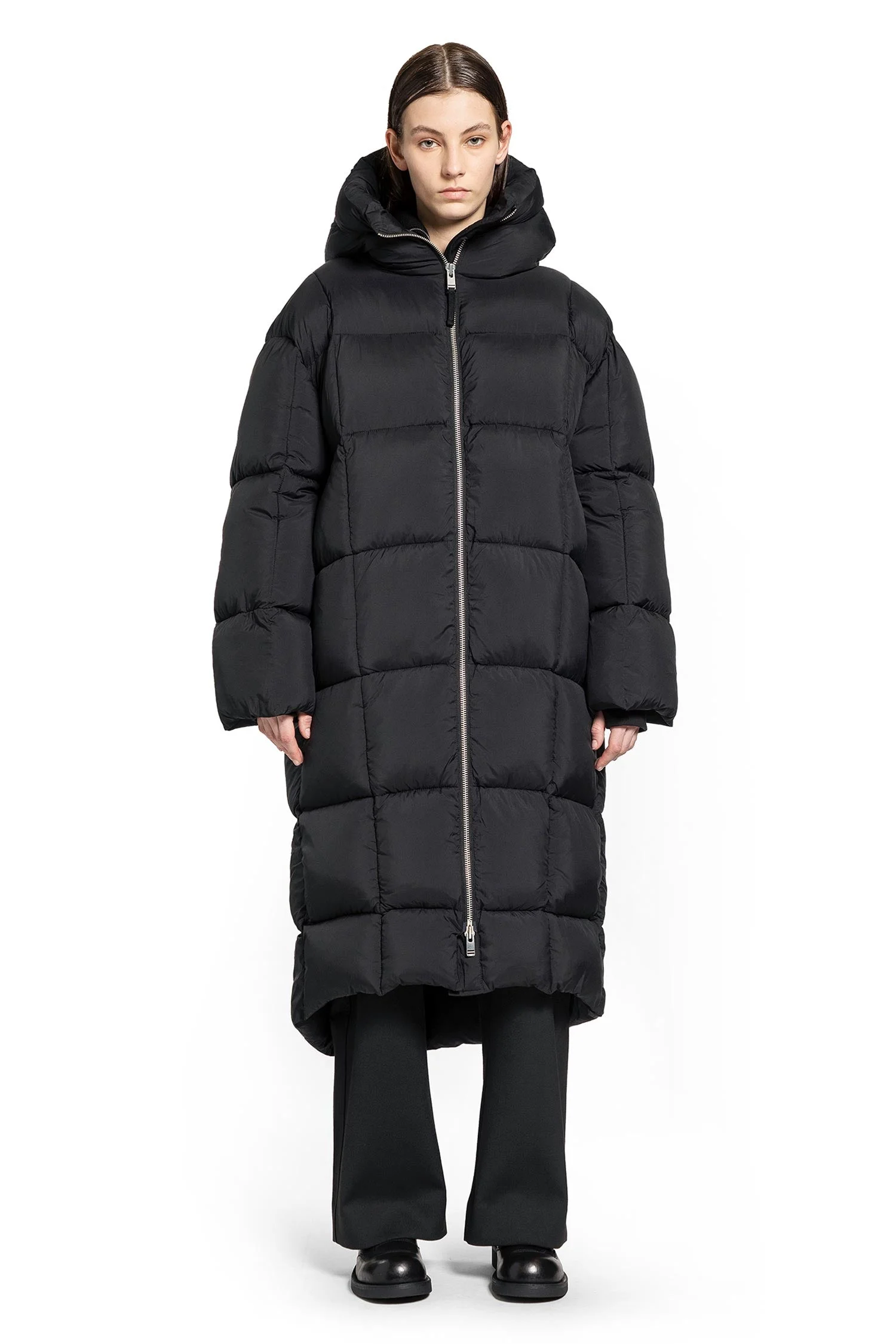 Hooded Nylon Down Coat - 1