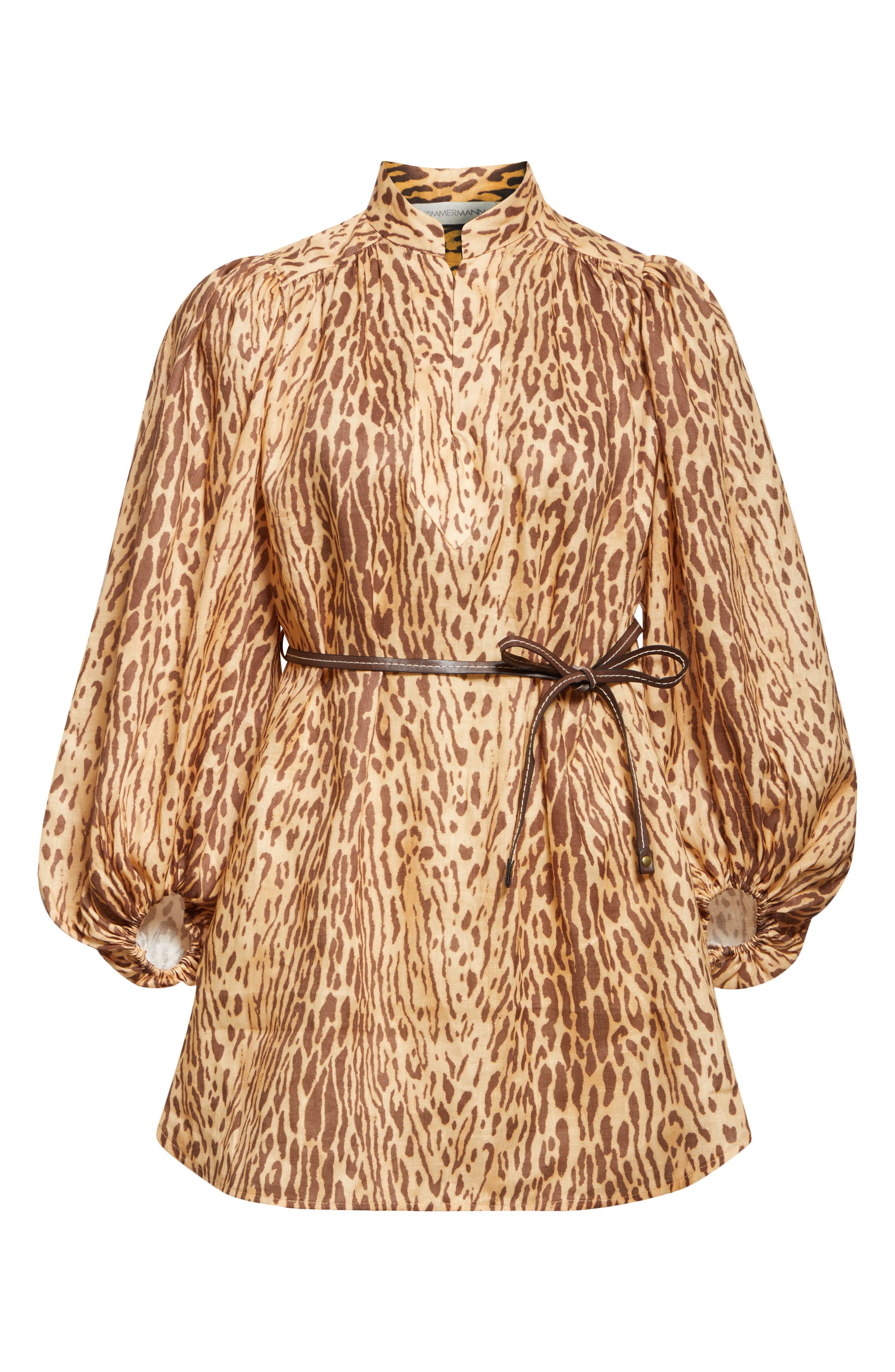 Zimmermann Cascadian Leopard Print Long Sleeve Tunic Dress in Tan Leopard at Nordstrom - 5