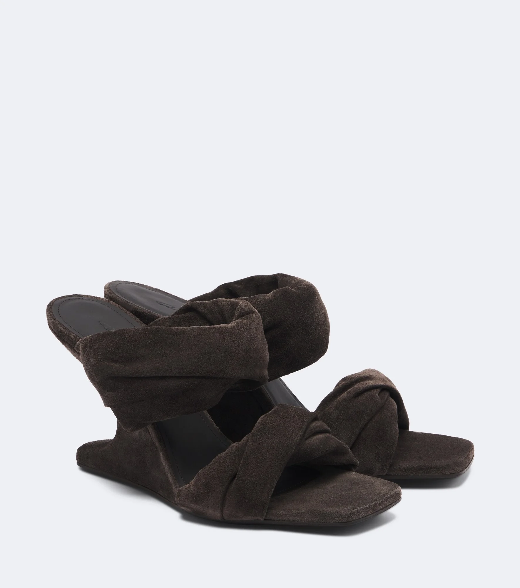 Twisted Cantilever suede wedge mules - 1