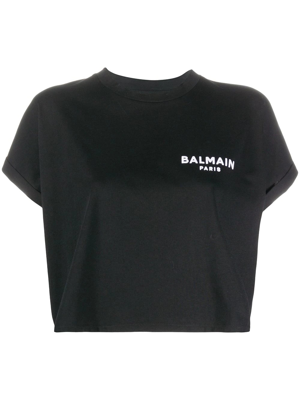 logo-embroidered cropped T-shirt - 1