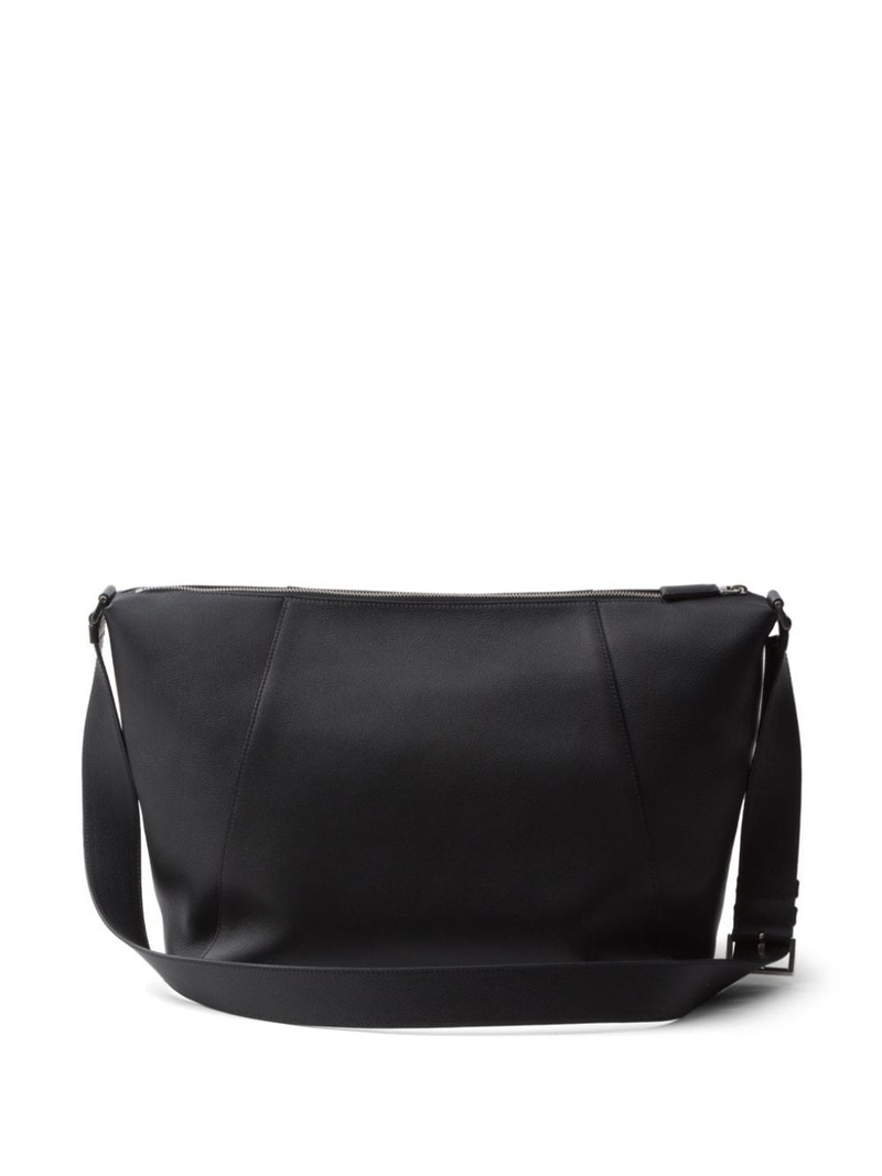 Prada logo-stamp leather shoulder bag outlook
