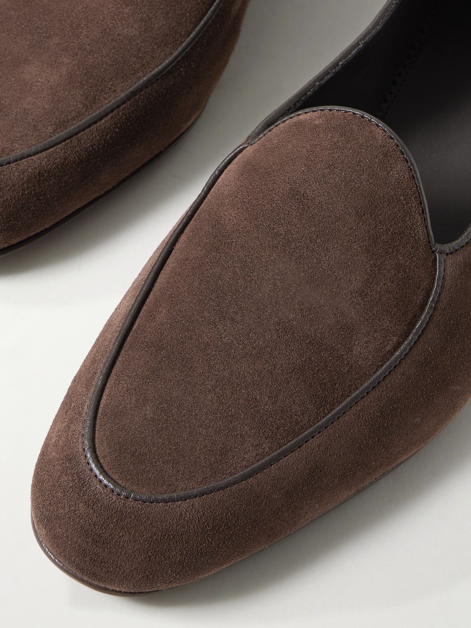 Modena Leather-Trimmed Suede Loafers Dark brown - 5