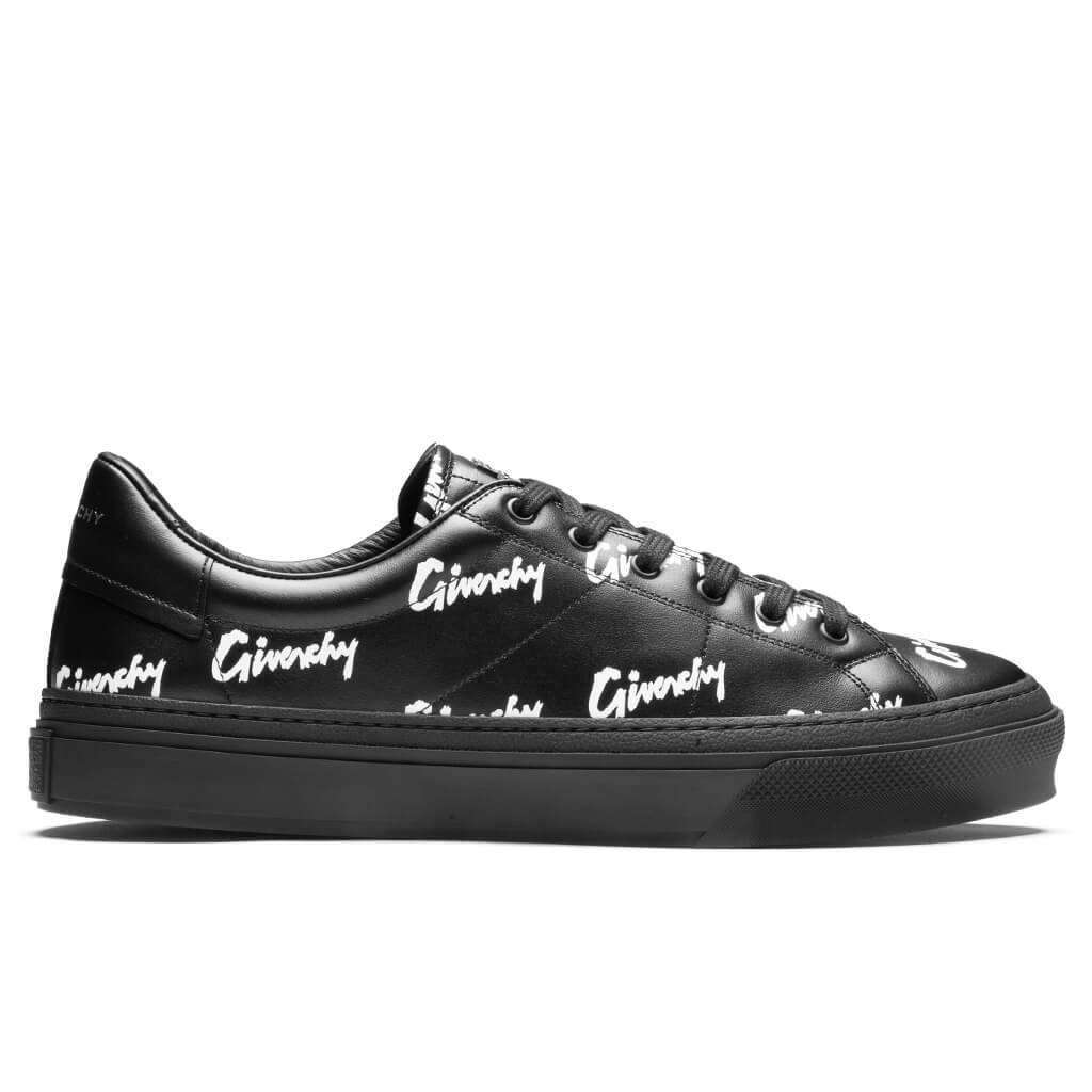 PRINTED LEATHER CITY SPORT SNEAKERS - BLACK/WHITE - 1