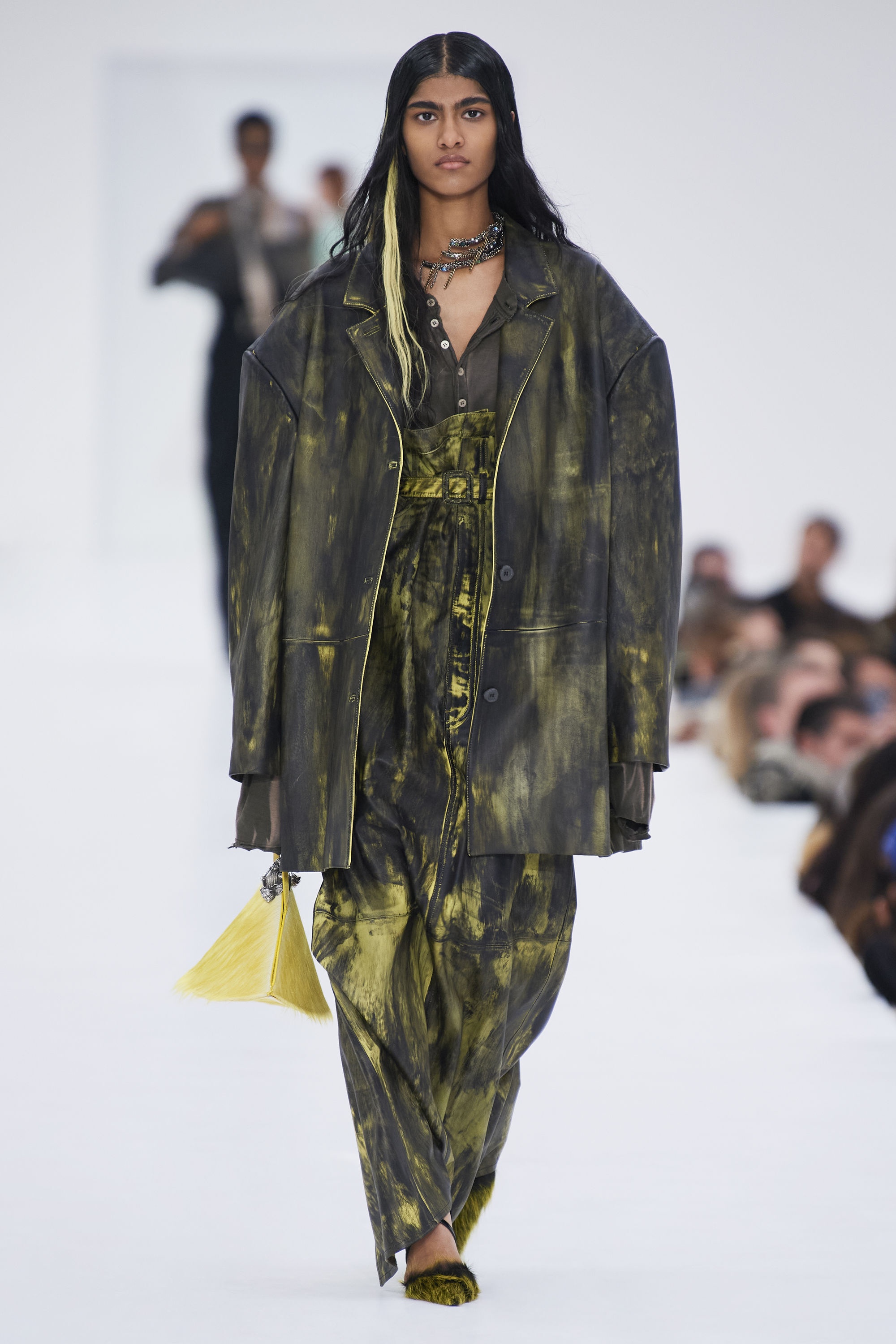 Painted leather jacket - Yellow/black - 3