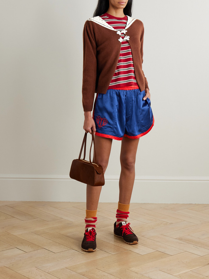 BODE Embroidered Two-tone Satin Shorts outlook