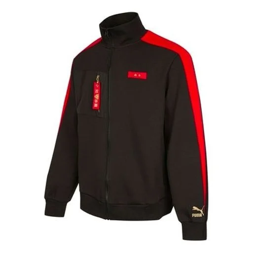 PUMA Logo Stripe Colorblock Loose Casual Jacket Black 536579-01 - 1