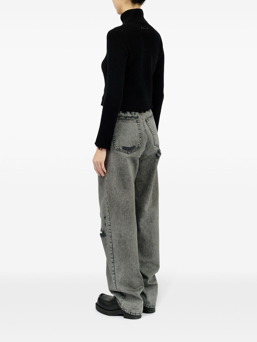 ribbed cotton zip-up cardigan - 5