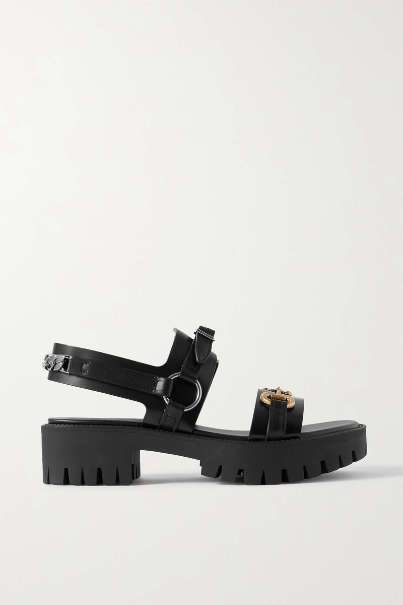 Bria horsebit-detailed embellished leather sandals - 1