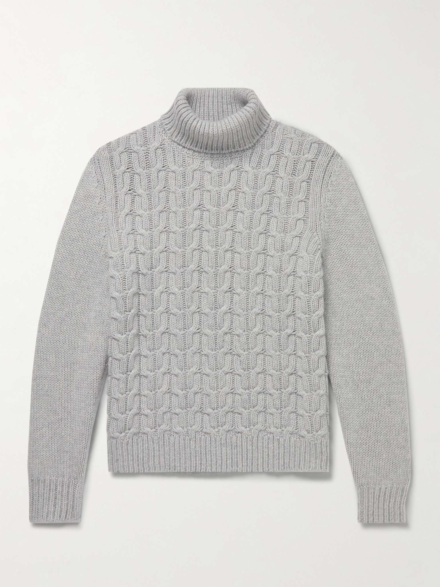 Cable-Knit Cashmere Rollneck Sweater - 1