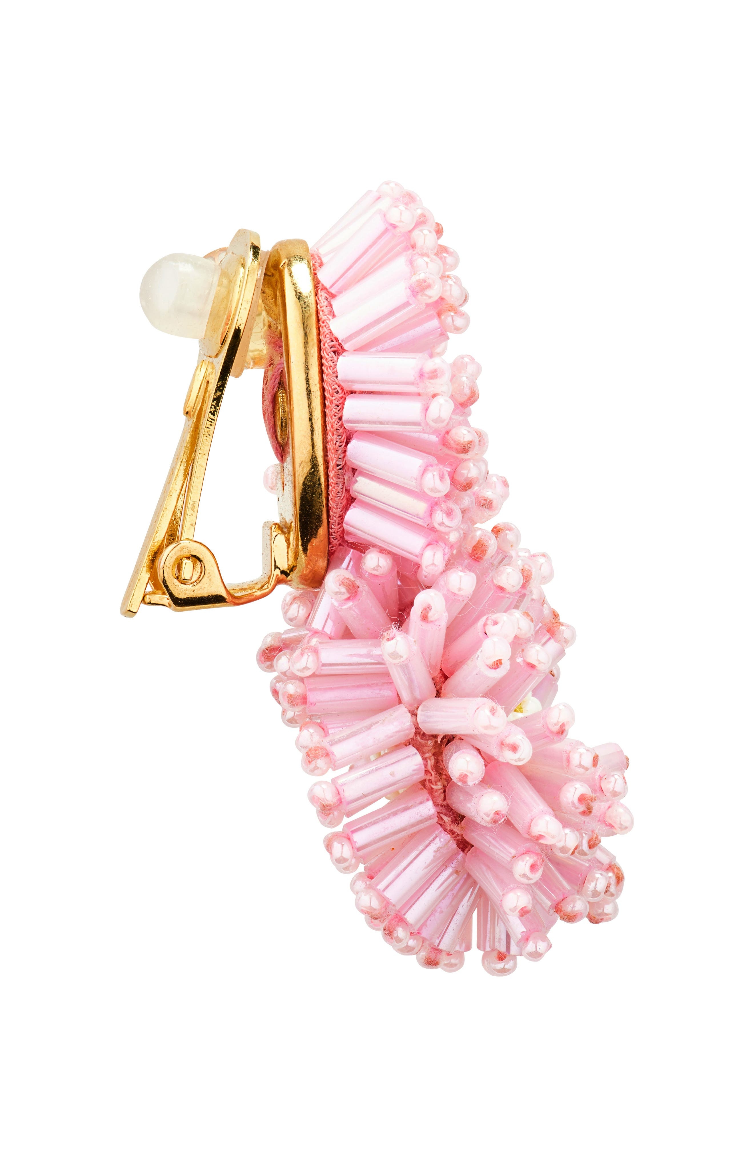 Oscar de la Renta Beaded Pompom Flower Clip-On Earrings in Lily at Nordstrom - 5