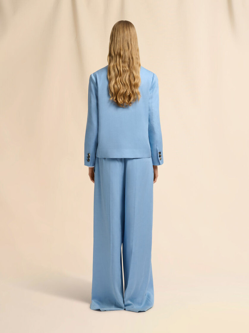 LIGHT BLUE SATIN SINGLE-BREASTED JACKET 3