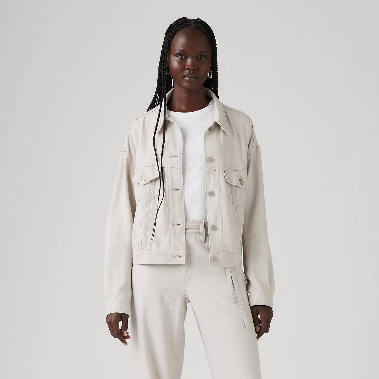 SHRUNKEN '90S LINEN BLEND LIGHTWEIGHT TRUCKER JACKET - 2