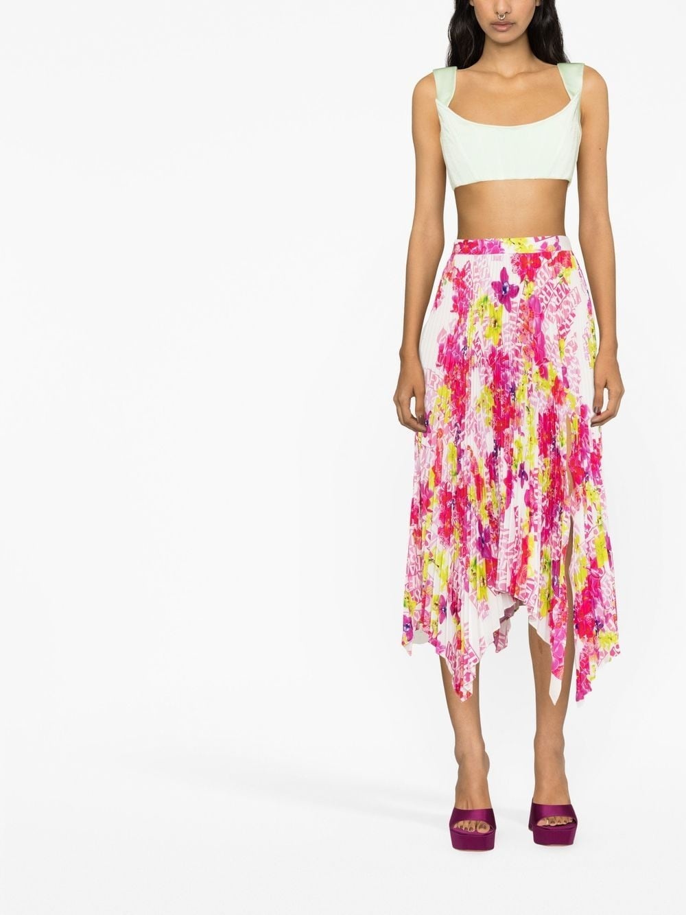 floral-print pleated skirt - 2