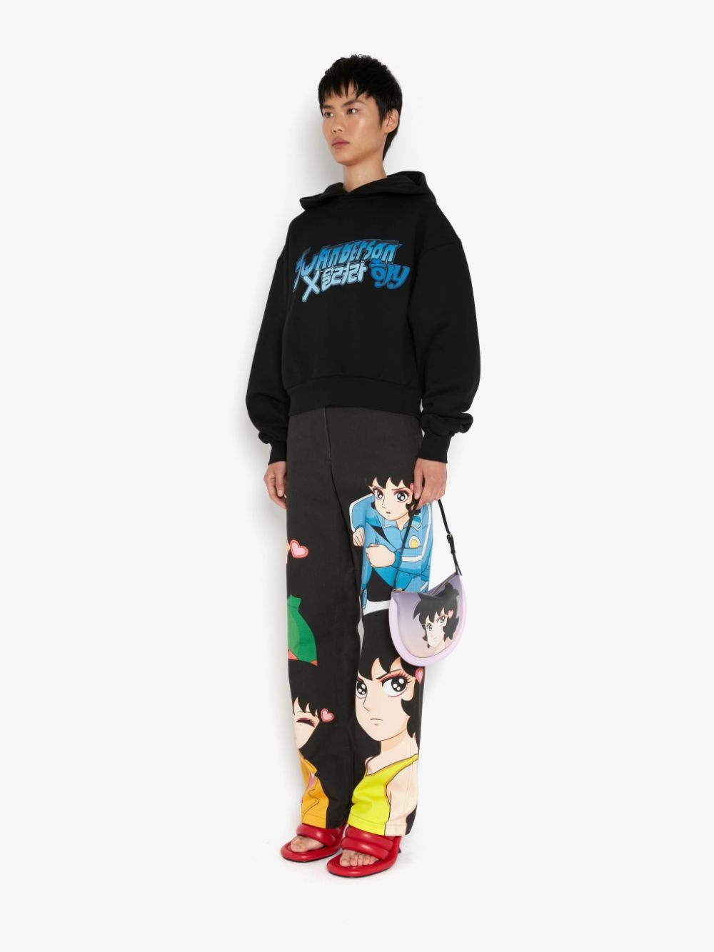 RUN HANY PRINT CROPPED HOODIE - 3