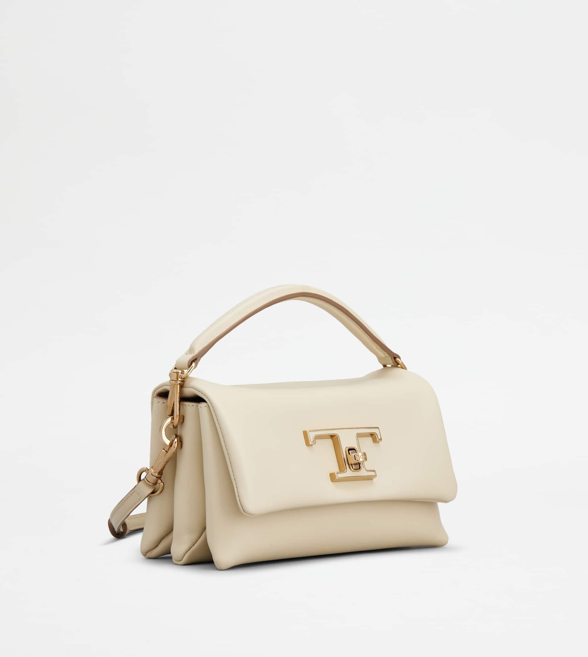 T TIMELESS FLAP BAG IN LEATHER MICRO - OFF WHITE - 3
