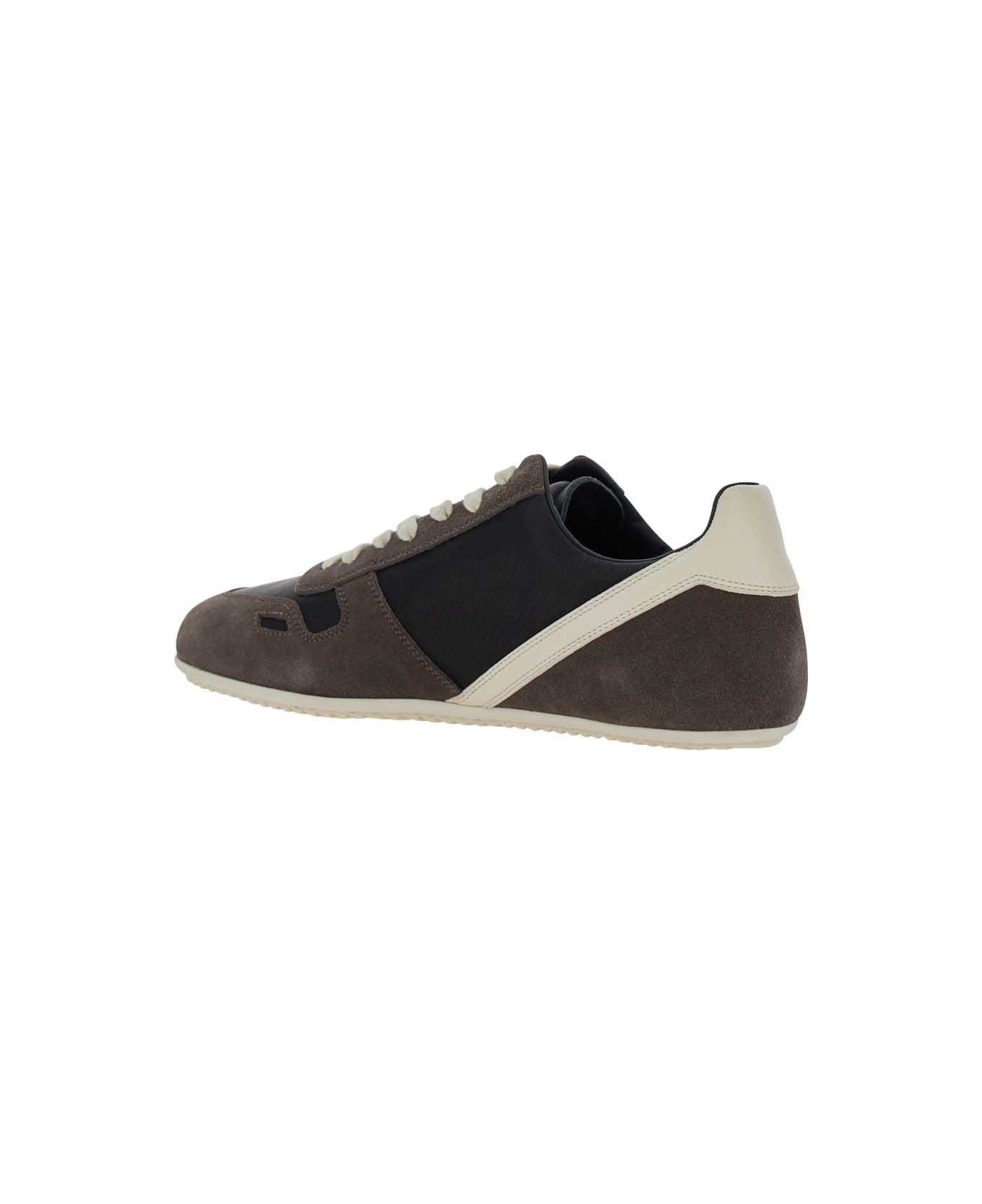 Black Low-top Sneakers With Suede Inserts In Leather Woman - 3