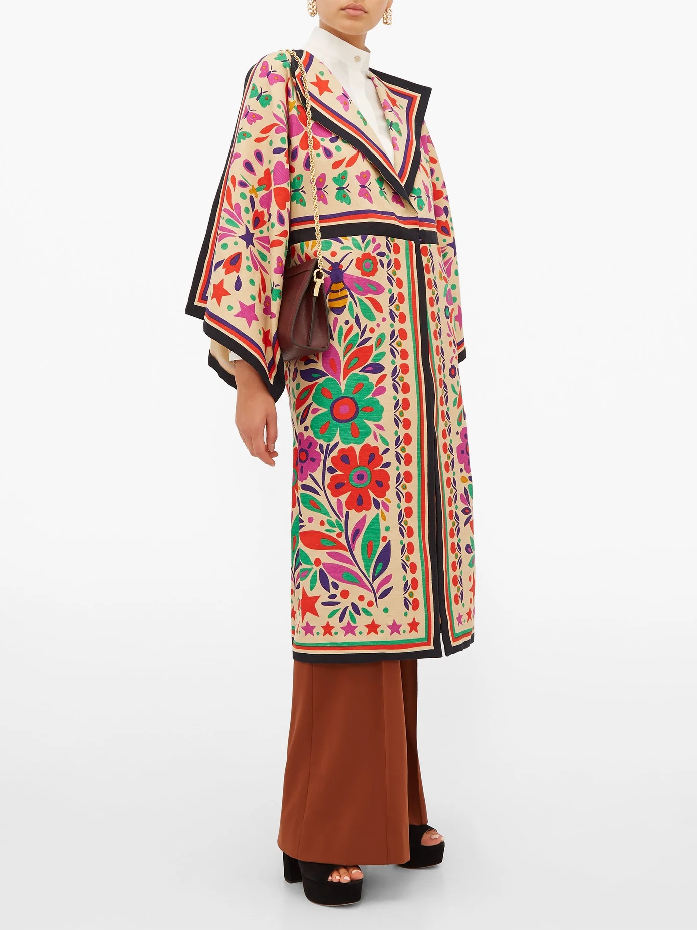 Paradise-print linen-blend kimono-style coat - 2