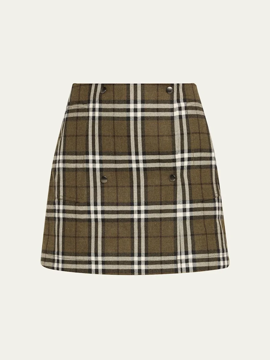 Check Double-Breasted Mini Skirt - 1