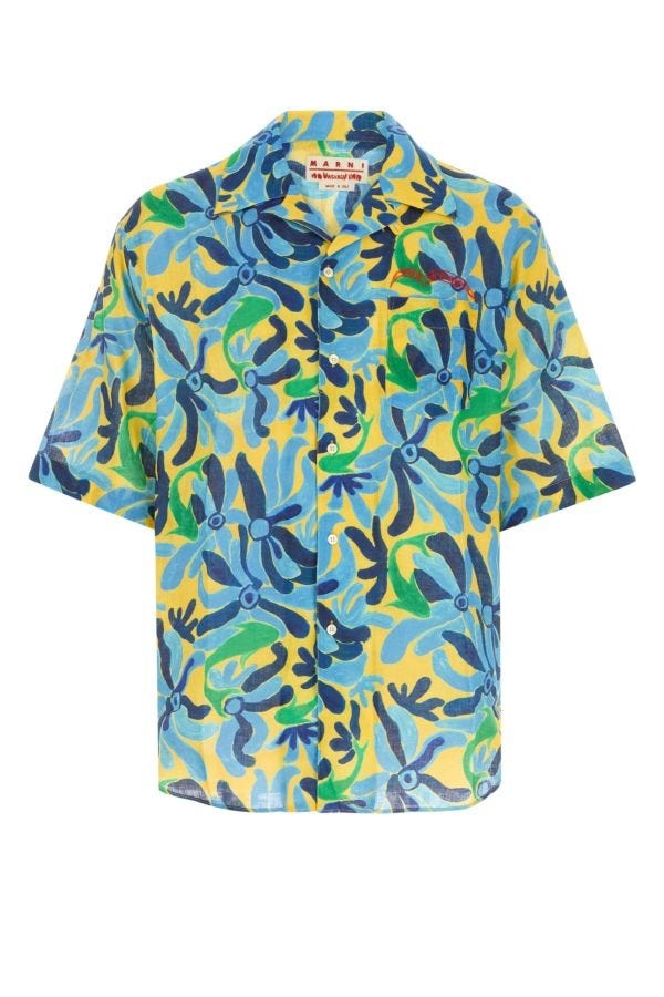 Marni Man Printed Linen Blend Oversize Shirt - 1