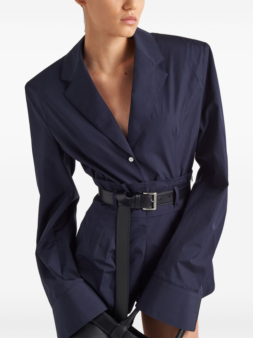 cotton-poplin belted blazer - 4