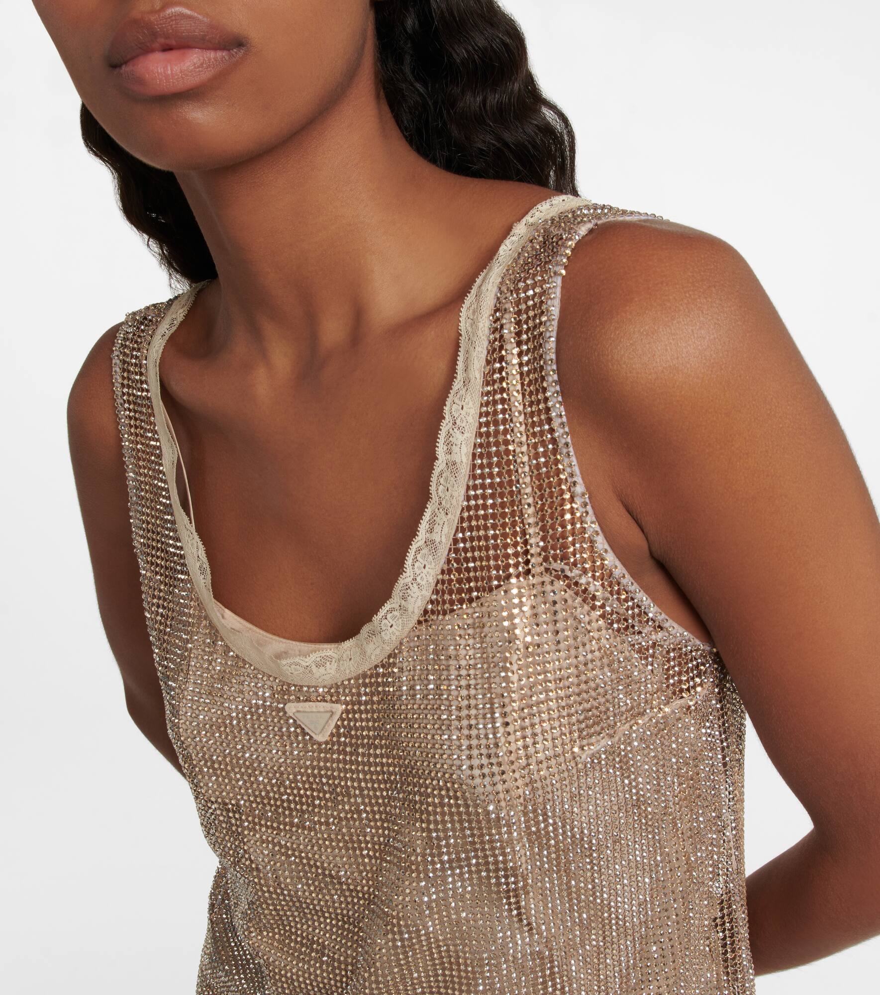 Crystal-embellished mesh minidress - 4