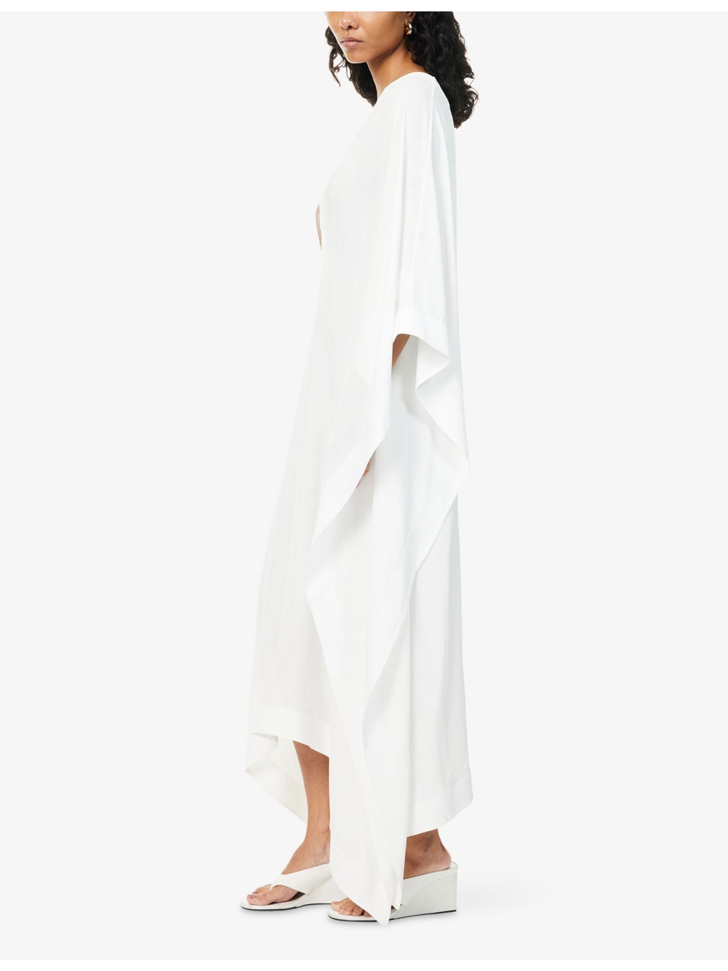 Plunge-Neckline Textured Woven Kaftan Dress - 3