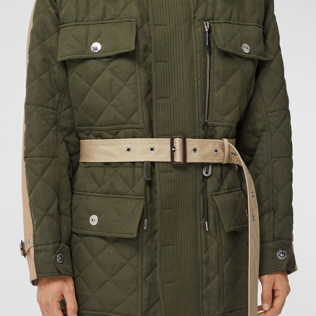 Detachable Hood Quilted Ramie Cotton Parka - 4