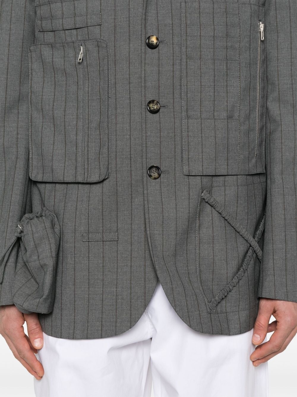 graphic-print pinstriped blazer - 5