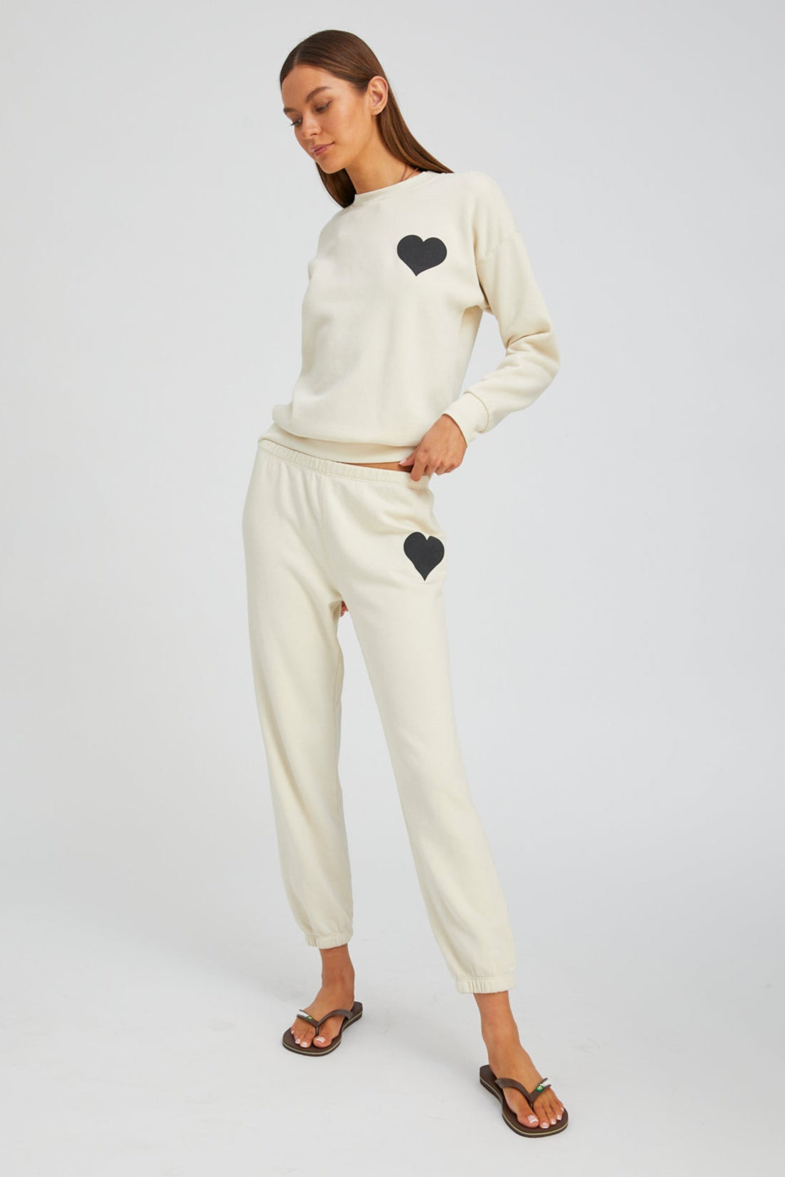 VINTAGE WHITE HEART SWEATPANTS - 2