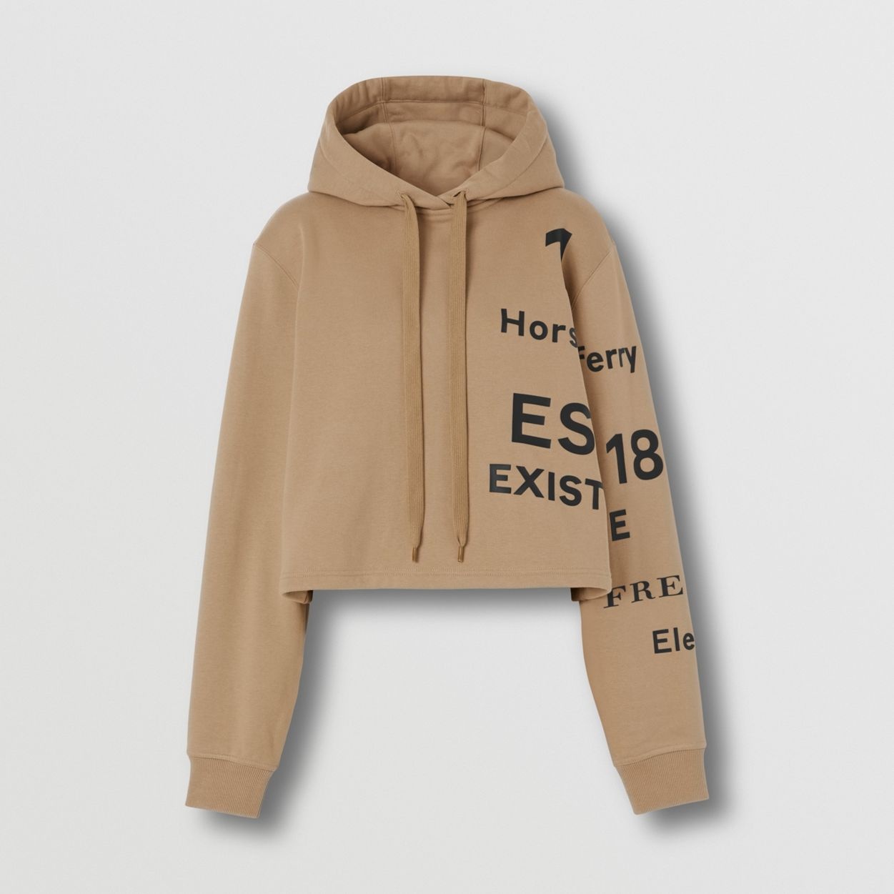 Horseferry Print Cotton Cropped Hoodie - 1