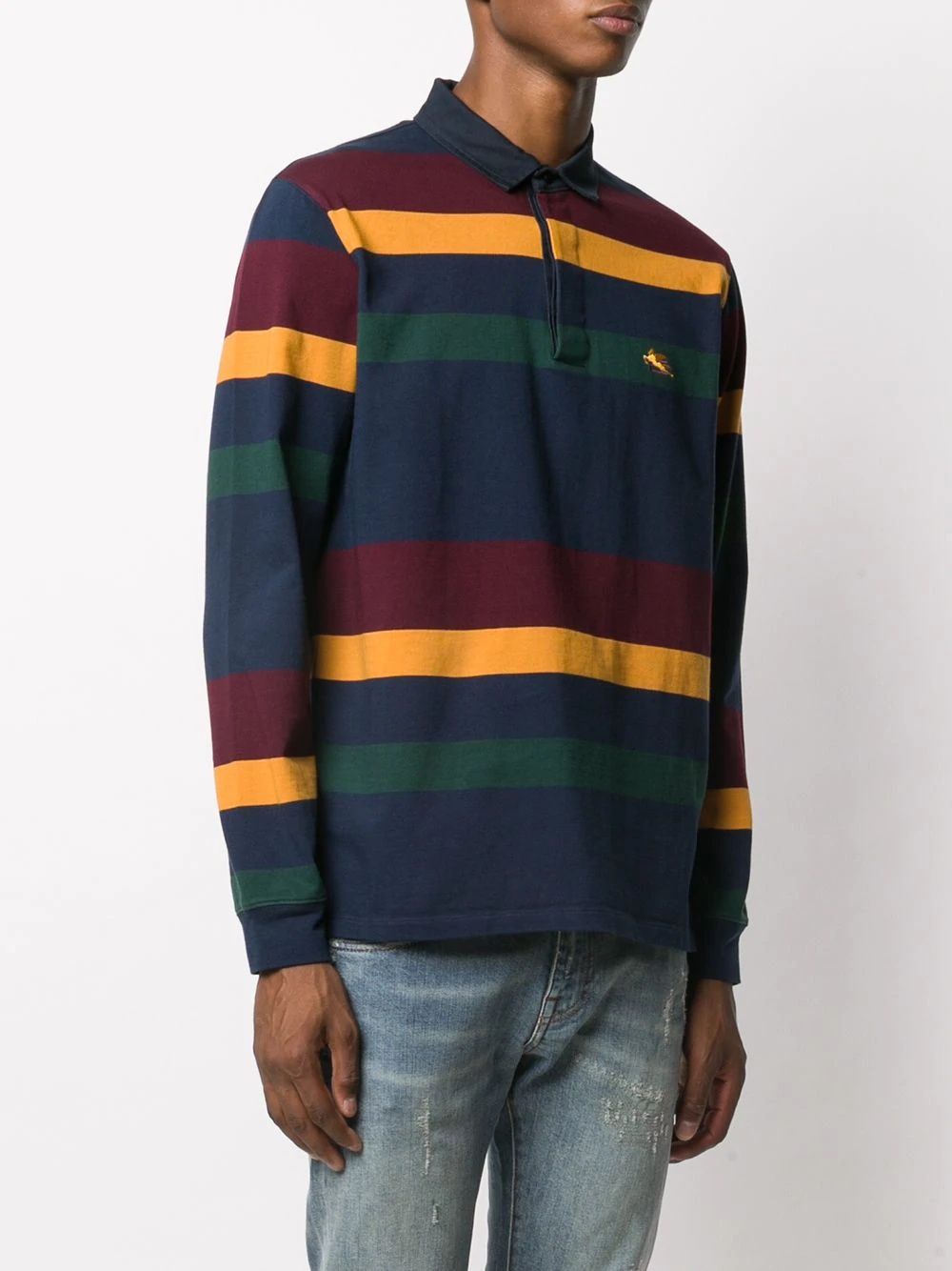 long sleeve striped polo shirt - 3