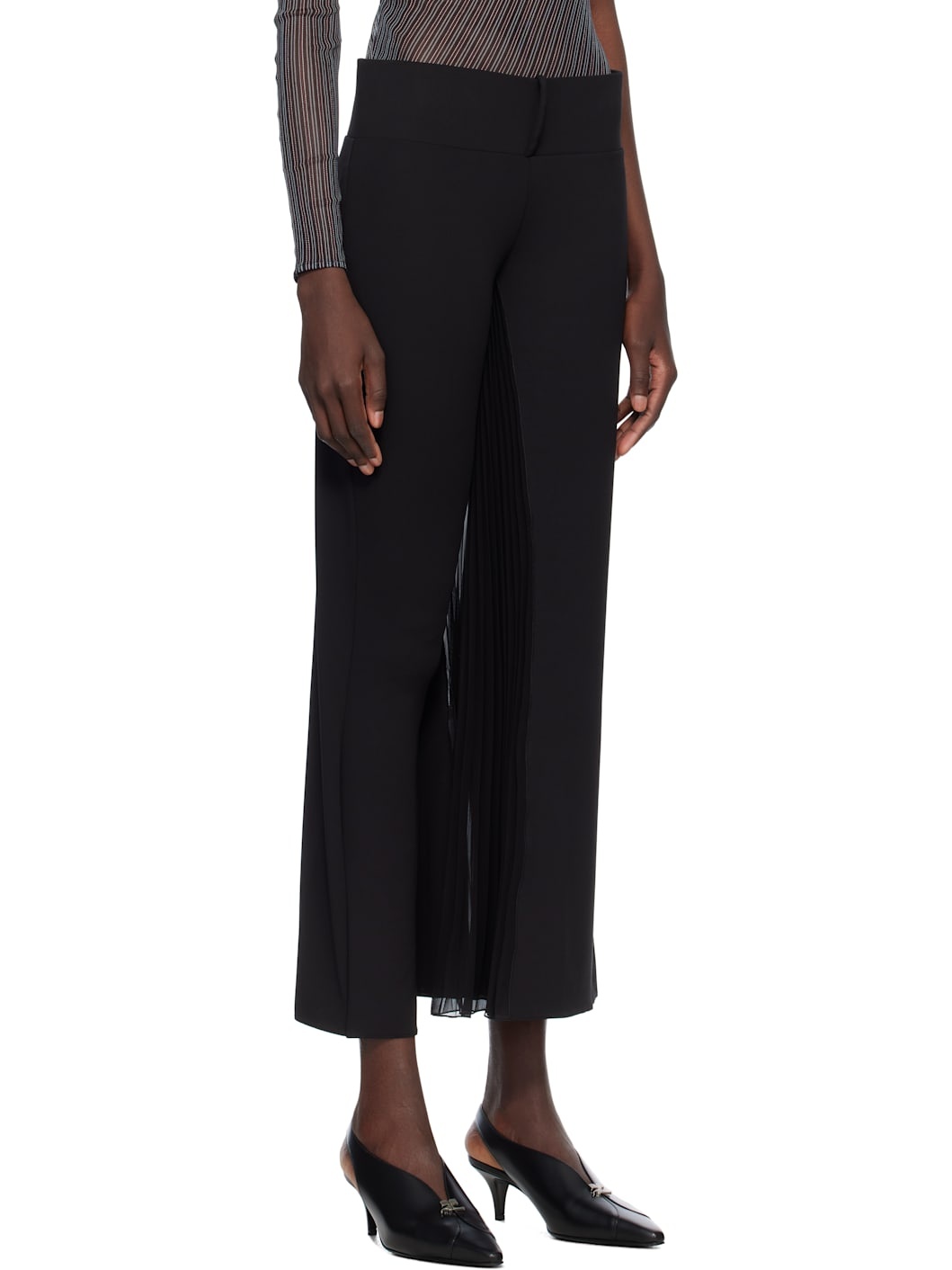 Black Infinity Pleats Jersey Trousers - 2