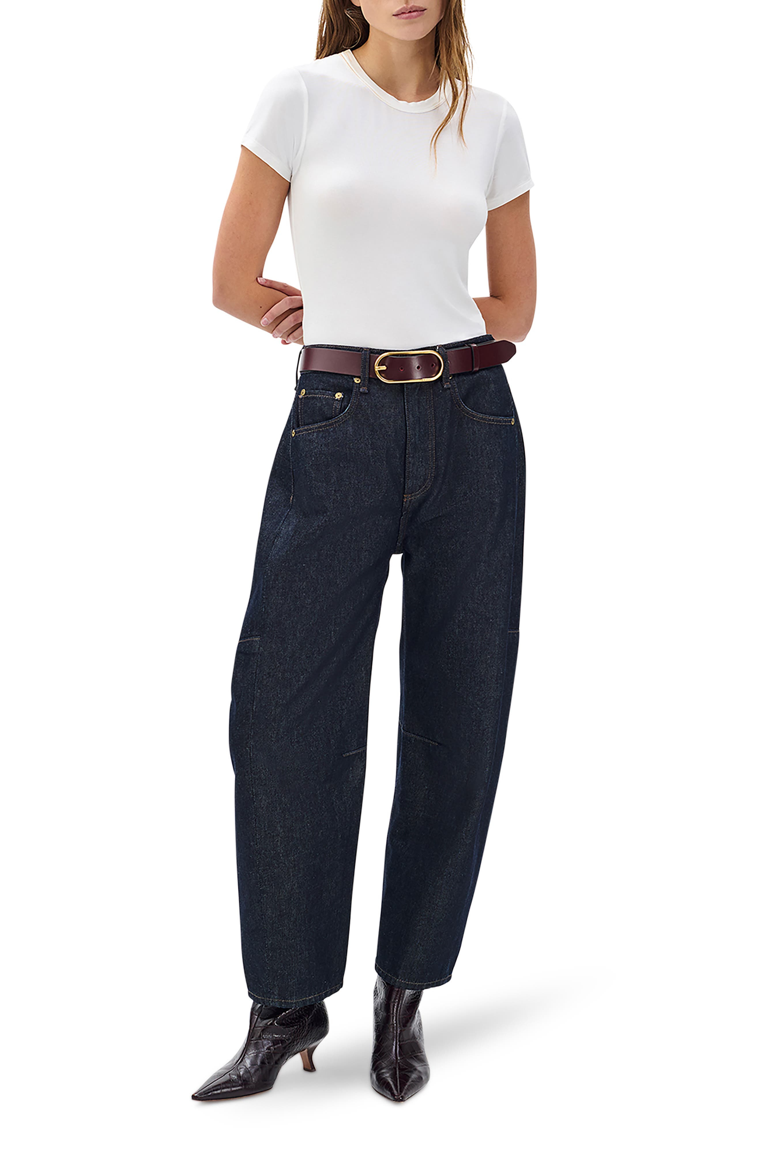 rag & bone Charlie Super High Waist Crop Barrel Jeans in Twilight Rinse at Nordstrom - 6