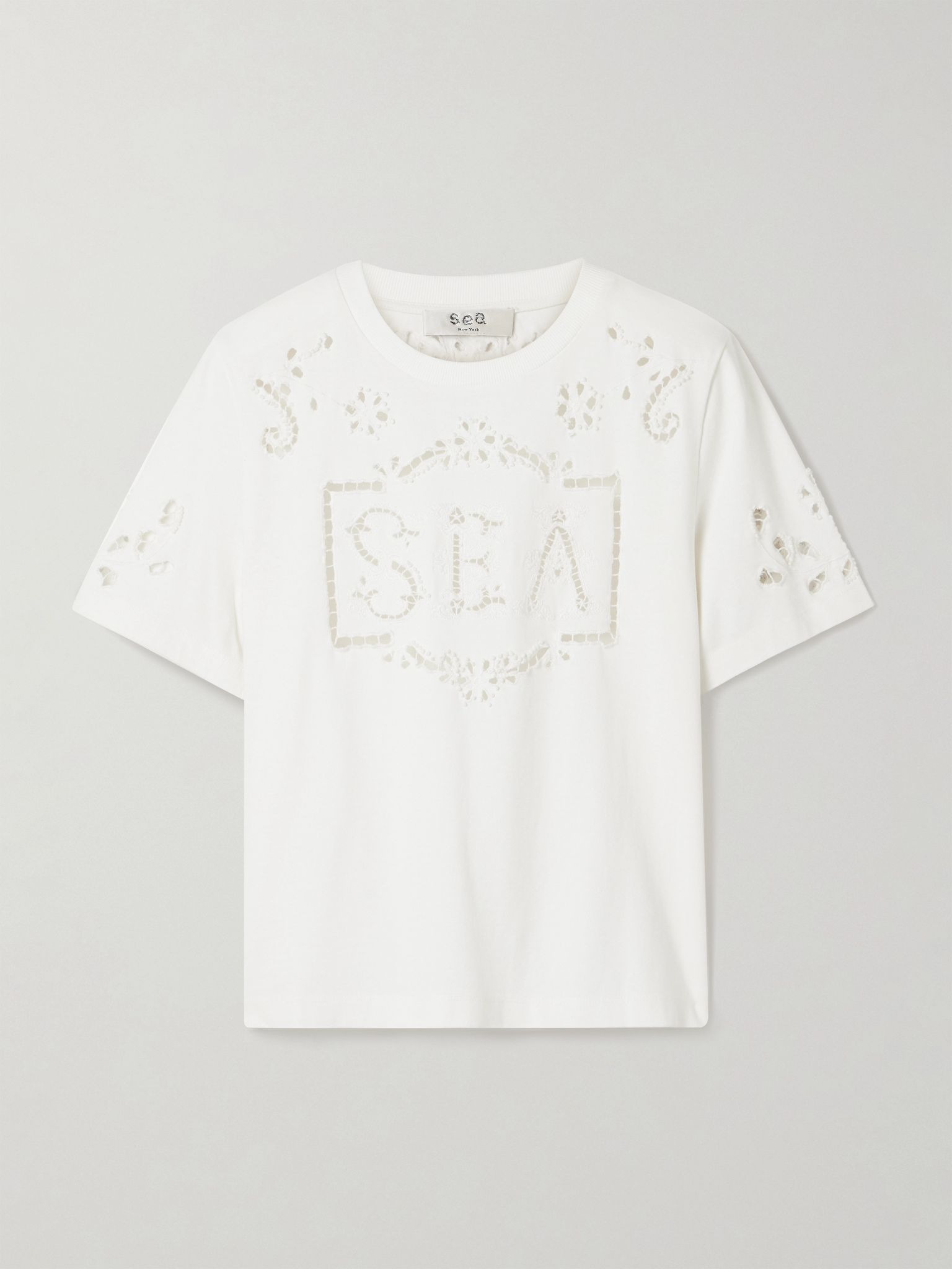 Marie broderie anglaise cotton-jersey T-shirt White - 1
