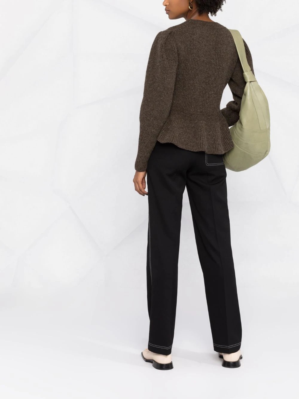 ribbed-knit peplum-hem jumper - 6