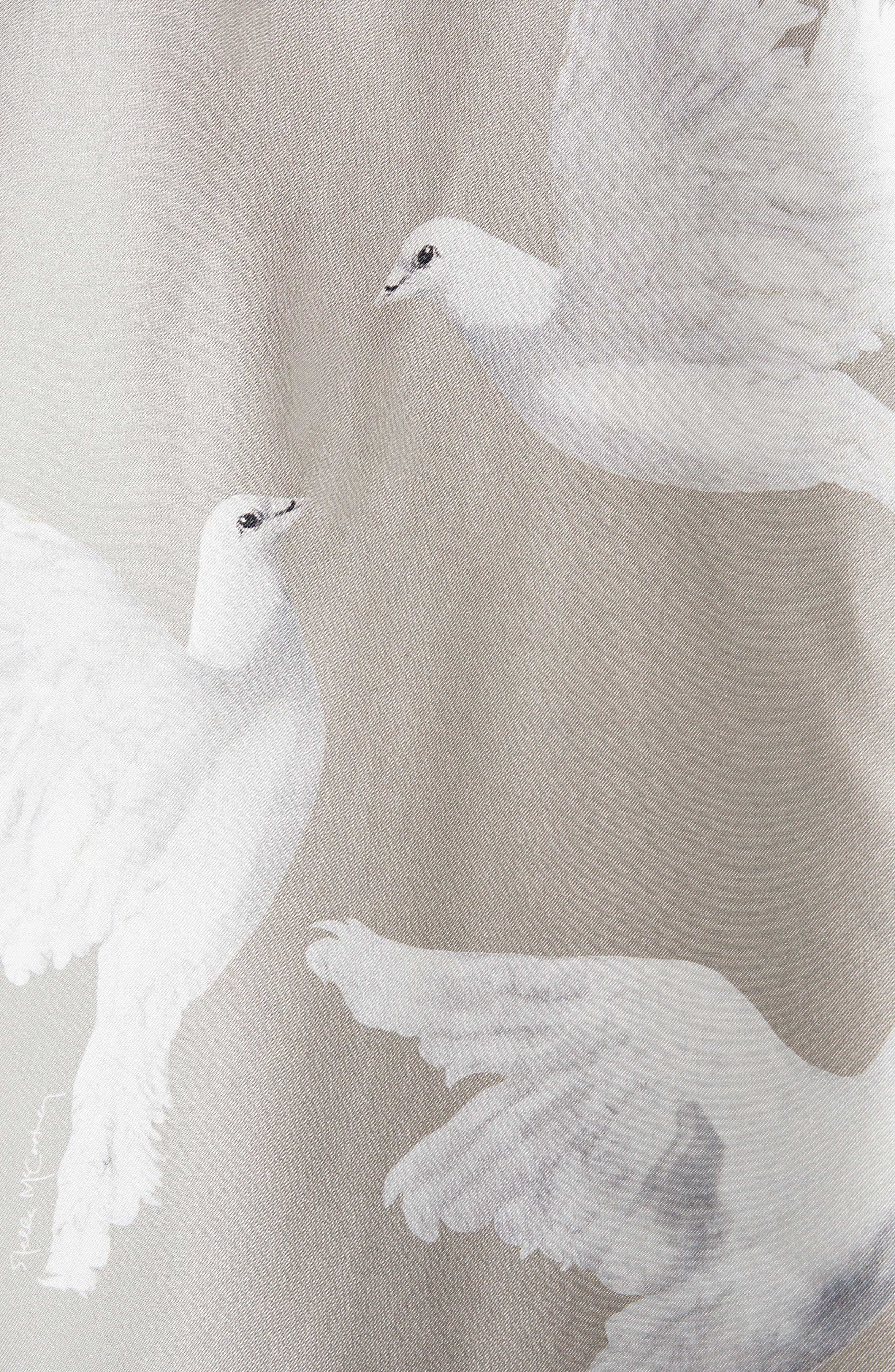 Stella McCartney Birds Print Relaxed Silk Button-Up Shirt in Mud at Nordstrom - 7