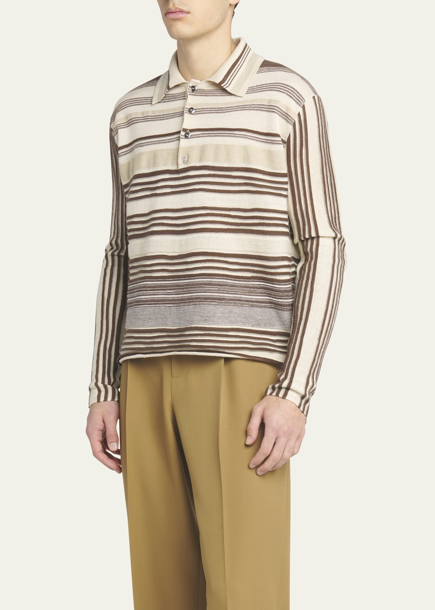 Men's Striped Linen-Blend Polo Shirt - 4