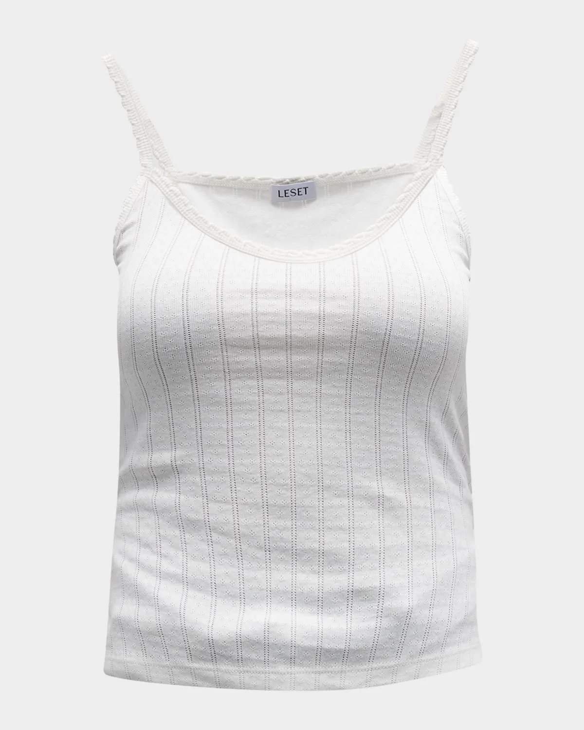 Cotton Pointelle Scalloped Tank Top - 1