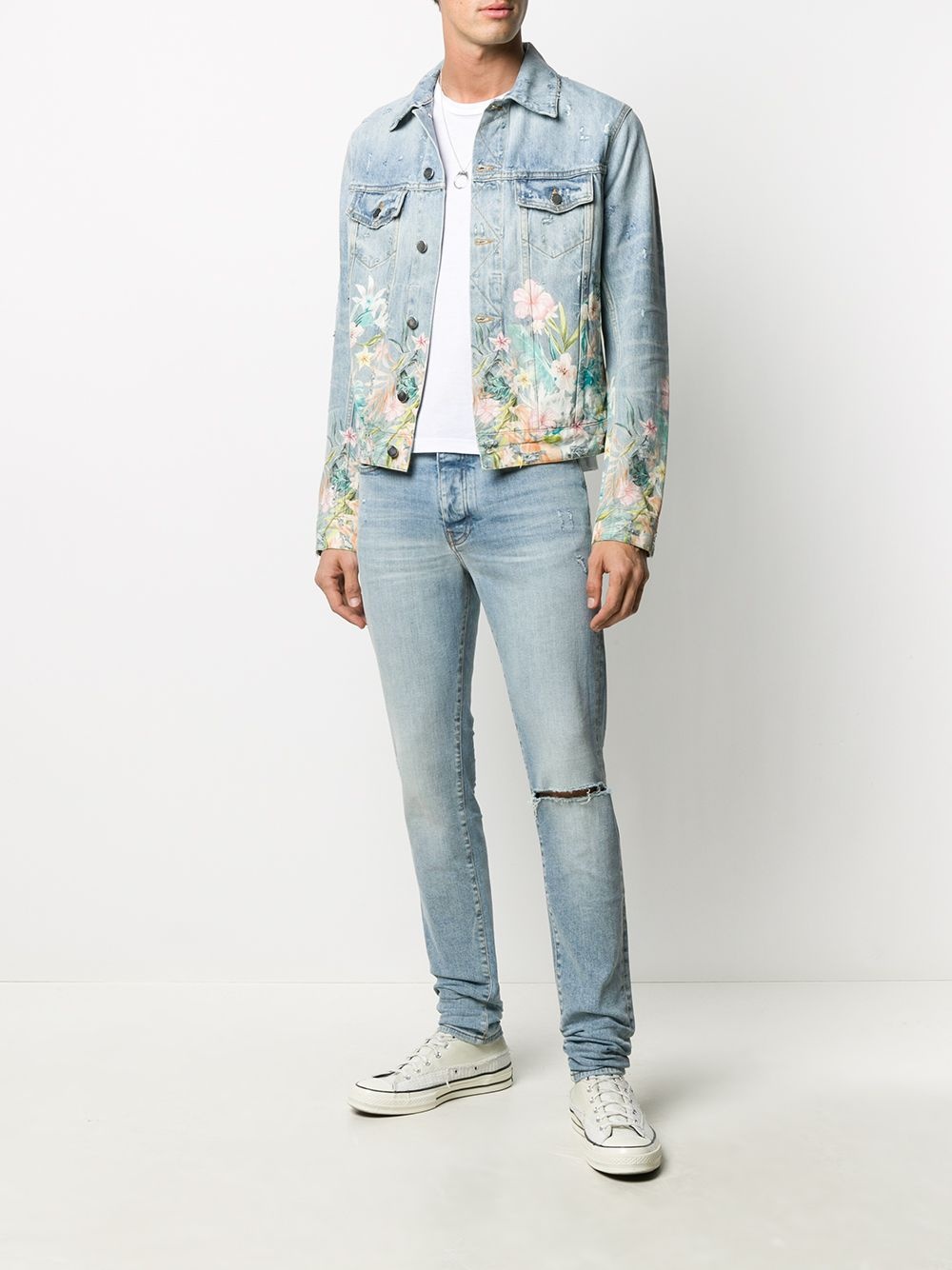 floral-detail denim jacket - 2