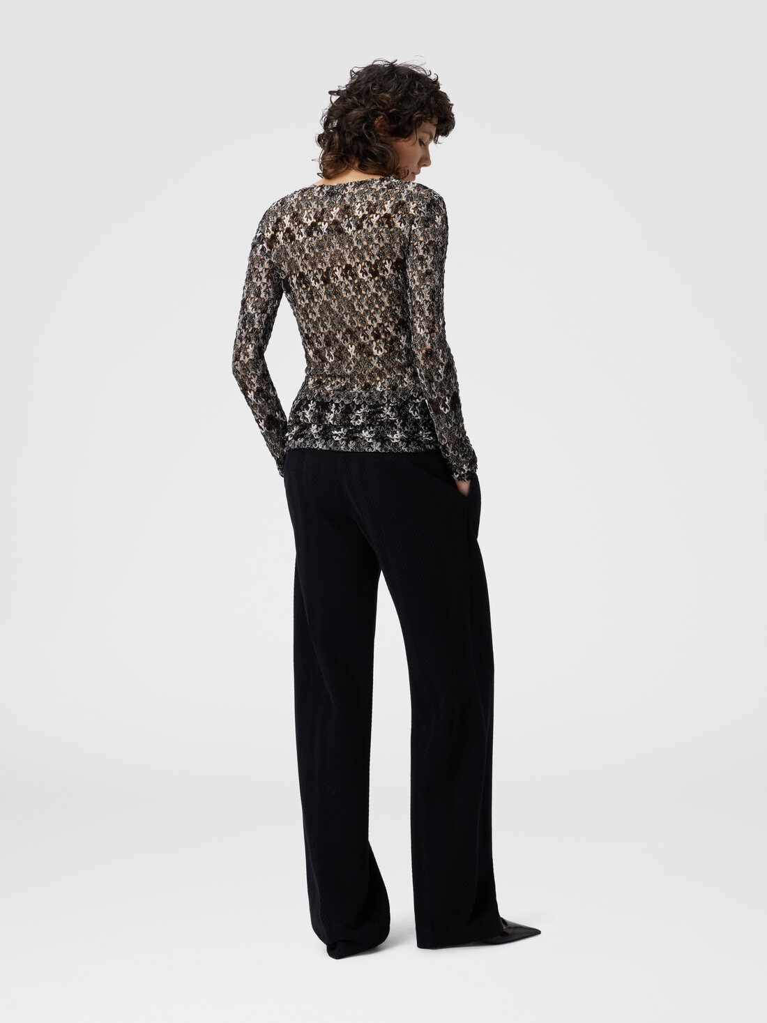 Slim Fit V-Neck Sweater in Lace - 3