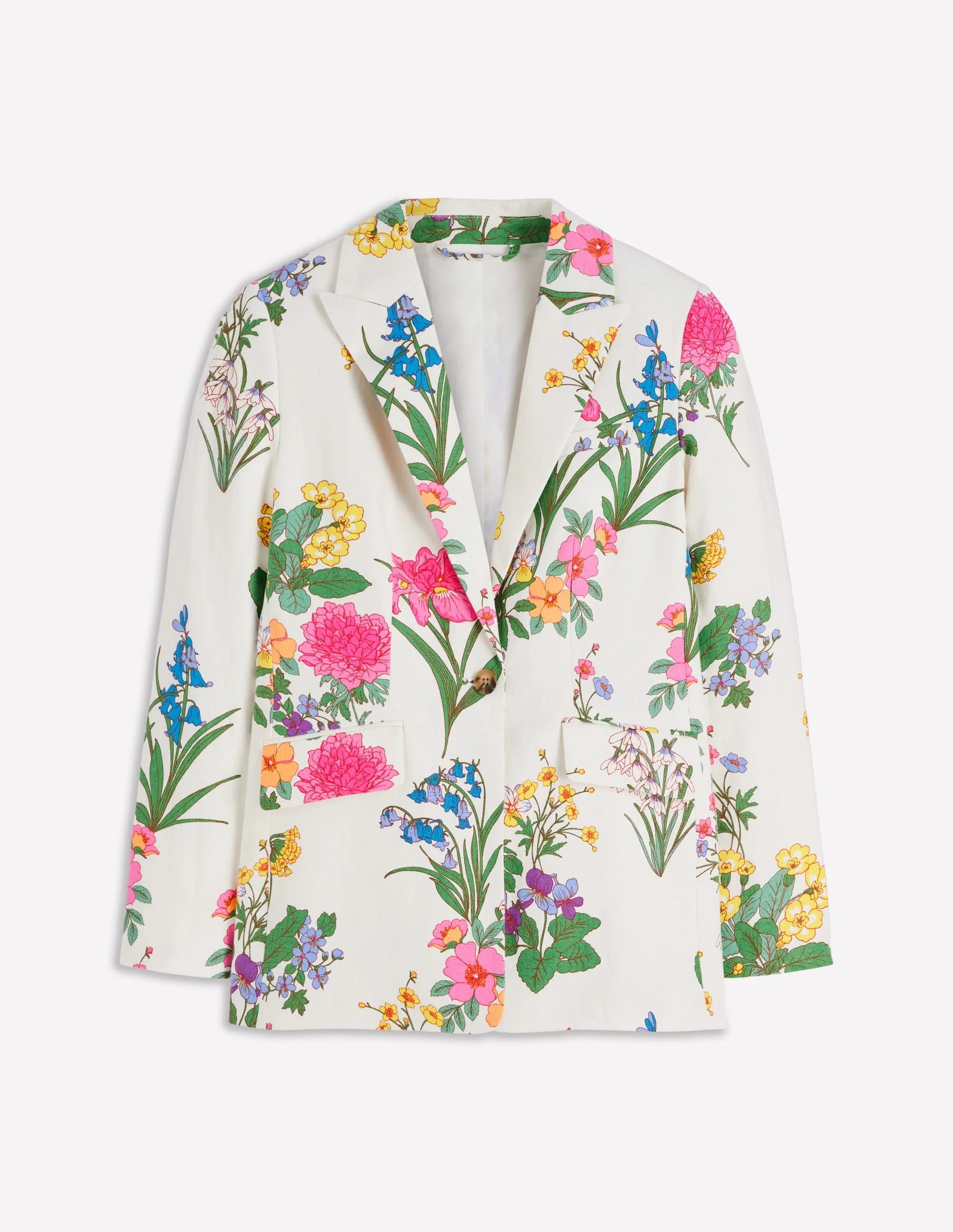 Woodbridge Linen Blazer-Ivory, Delicate Blossom - 1