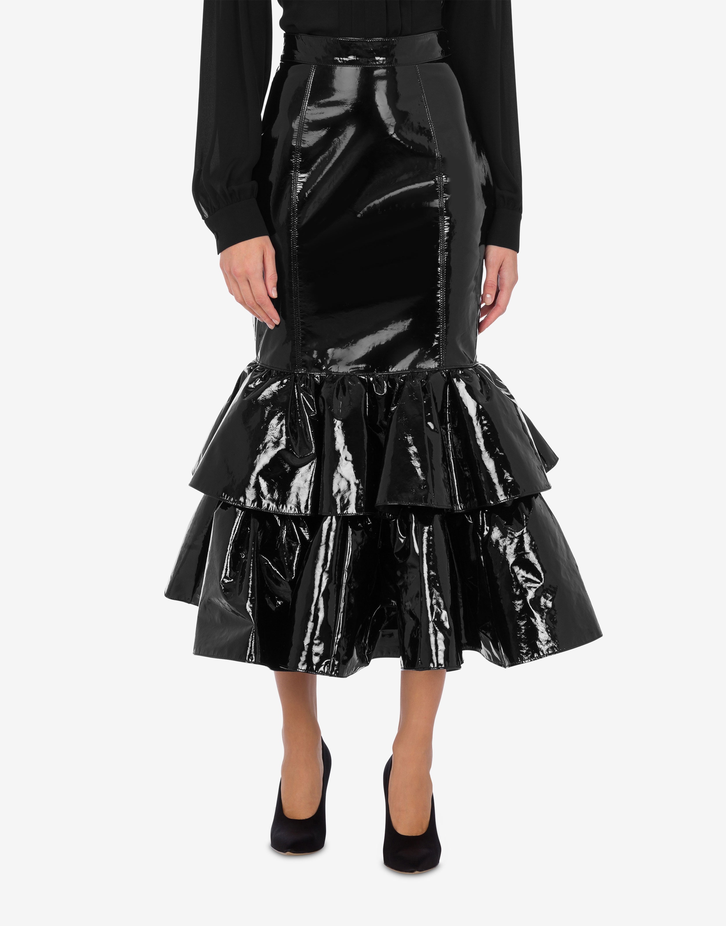 PATENT LEATHER SKIRT WITH RUFFLES - 2