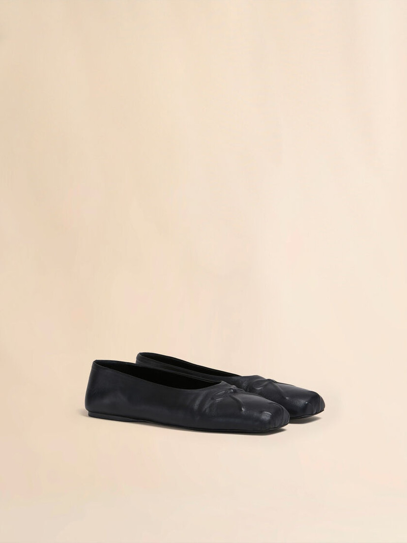 BLACK NAPPA LEATHER LITTLE BOW BALLET FLAT 2